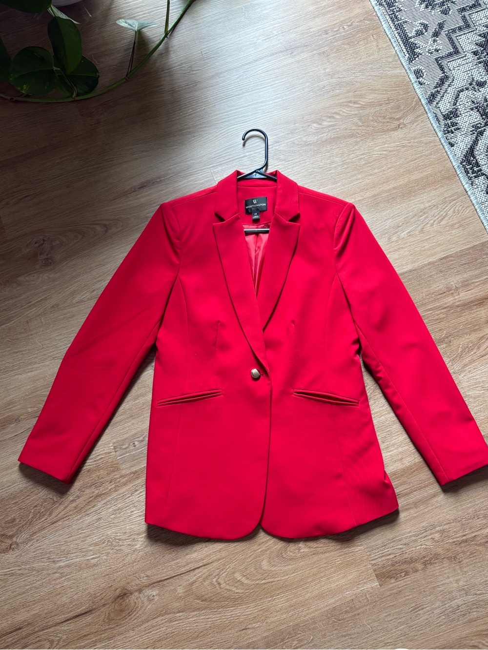 Worthington Bright Red Single-Button Blazer